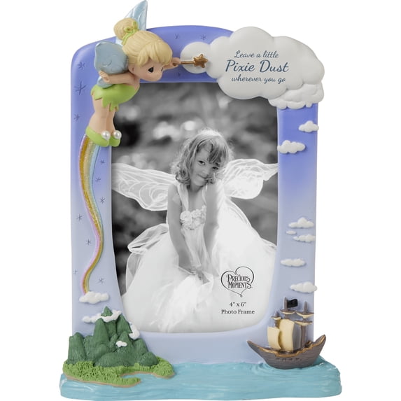 Disney Tinker Bell Leave A Little Pixie Dust Wherever You Go Precious Moments 4" x 6" Photo Frame, Count 1