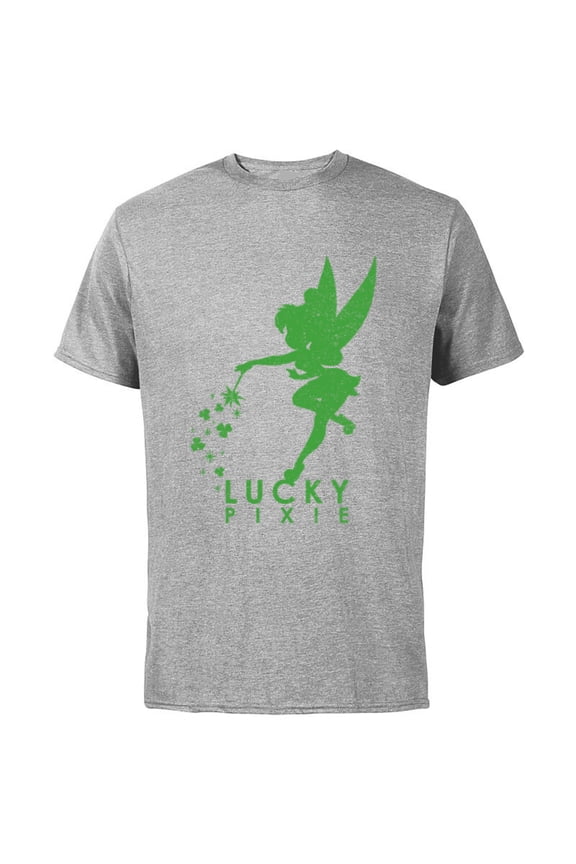 Tinker Bell Lucky Pixie St. Patrick's Day - Short Sleeve Cotton T-Shirt for Adults - Customized-Athletic Heather