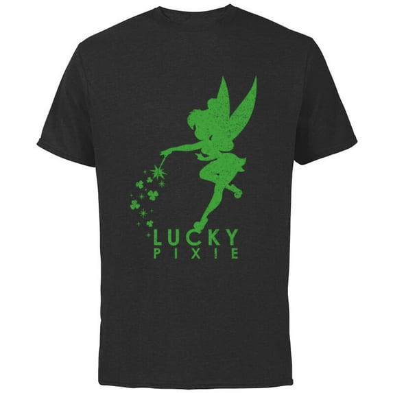Disney Tinker Bell Lucky Pixie St. Patrick's Day - Short Sleeve Cotton T-Shirt for Adults - Customized-Black