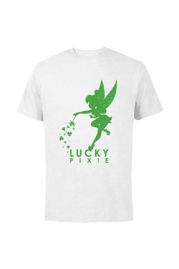 Tinker Bell Lucky Pixie St. Patrick's Day - Short Sleeve Cotton T-Shirt for Adults - Customized-White