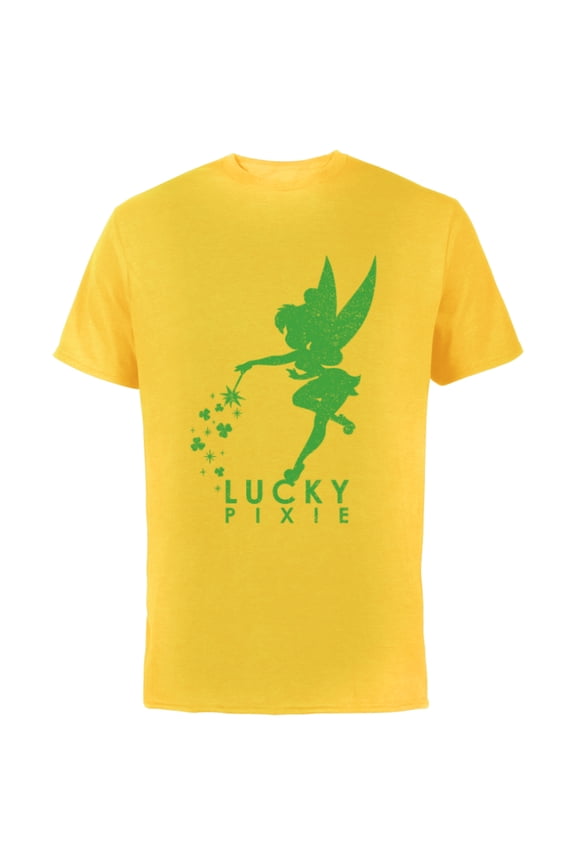 Tinker Bell Lucky Pixie St. Patrick's Day - Short Sleeve Cotton T-Shirt for Adults - Customized-Yellow