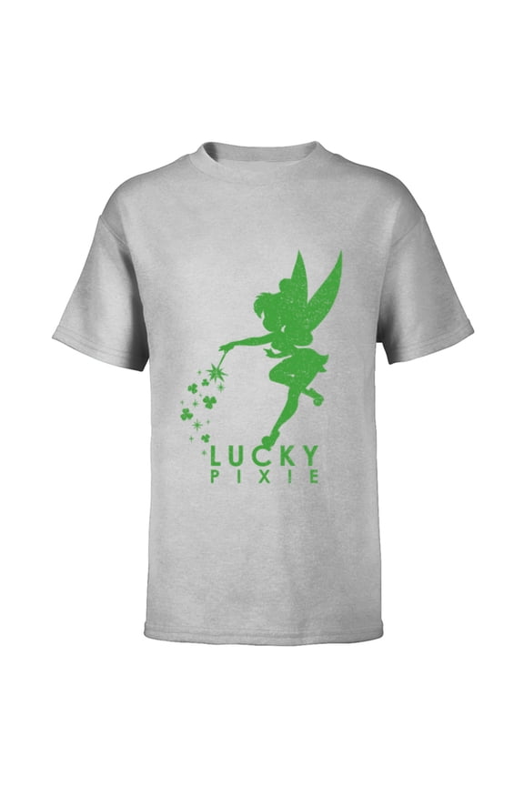 Tinker Bell Lucky Pixie St. Patrick's Day - Short Sleeve T-Shirt for Kids - Customized-Athletic Heather
