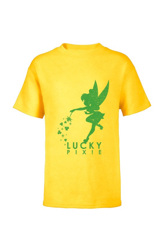 Tinker Bell Lucky Pixie St. Patrick's Day - Short Sleeve T-Shirt for Kids - Customized-Yellow