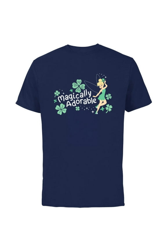 Tinker Bell Magically Adorable Fairy St Patrick’s Day - Short Sleeve Cotton T-Shirt for Adults - Customized-Navy