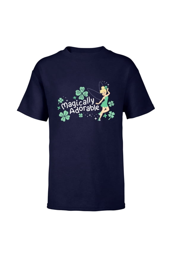 Tinker Bell Magically Adorable Fairy St Patrick’s Day - Short Sleeve T-Shirt for Kids - Customized-Navy