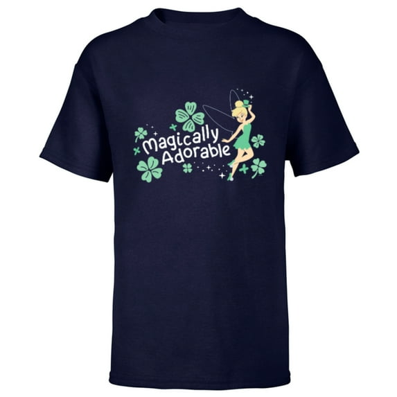 Disney Tinker Bell Magically Adorable Fairy St Patrick’s Day - Short Sleeve T-Shirt for Kids - Customized-Navy