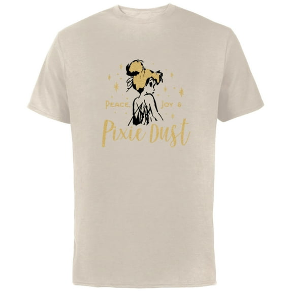 Disney Tinker Bell Peace Joy and Pixie Dust Holiday Standard - Short Sleeve Cotton T-Shirt for Adults - Customized-Natural
