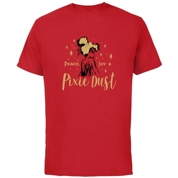 Disney Tinker Bell Peace Joy and Pixie Dust Holiday Standard - Short Sleeve Cotton T-Shirt for Adults - Customized-Red