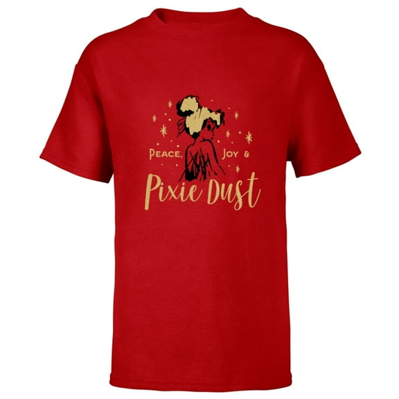 Disney Tinker Bell Peace Joy and Pixie Dust Holiday Standard - Short Sleeve T-Shirt for Kids – Customized-Red