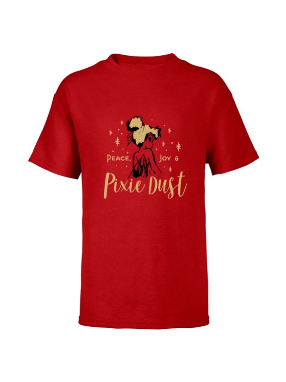 Tinker Bell Peace Joy and Pixie Dust Holiday Standard - Short Sleeve T-Shirt for Kids – Customized-Red