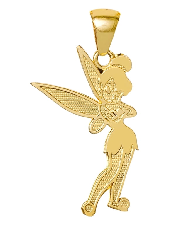 Tinker Bell Pendant Necklace in 10KT Yellow Gold with Adjustable Chain