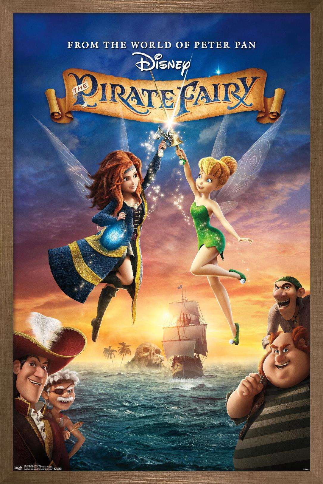 Disney Tinker Bell - Pirate Fairy Wall Poster, 22.375" x 34", Framed