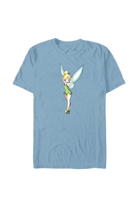 Tinker Bell Pose T-Shirt- Short Sleeve Blended T-Shirt for Adults - Customized-Ocean Blue