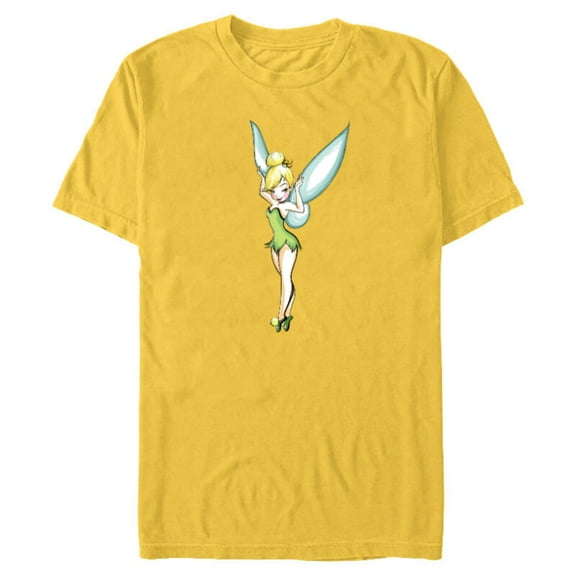 Disney Tinker Bell Pose T-Shirt- Short Sleeve Blended T-Shirt for Adults - Customized-Yellow