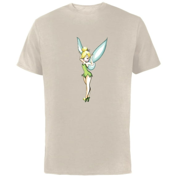 Disney Tinker Bell Pose T-Shirt - Short Sleeve Cotton T-Shirt for Adults - Customized-Natural