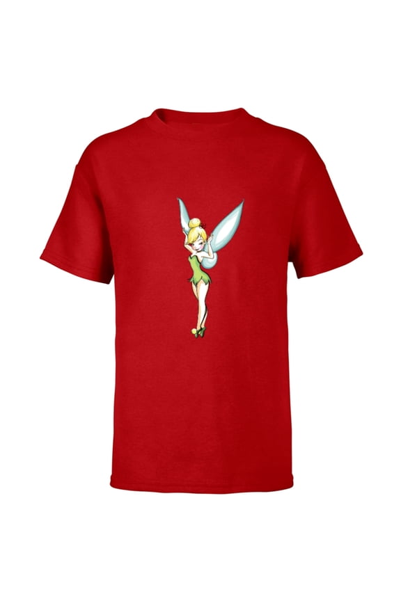 Tinker Bell Pose T-Shirt - Short Sleeve T-Shirt for Kids - Customized-Red