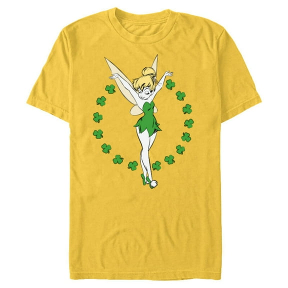 Disney Tinker Bell Ring of Shamrocks St. Patrick's Day - Short Sleeve Blended T-Shirt for Adults - Customized-Yellow