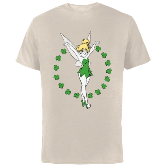 Disney Tinker Bell Ring of Shamrocks St. Patrick's Day - Short Sleeve Cotton T-Shirt for Adults - Customized-Natural
