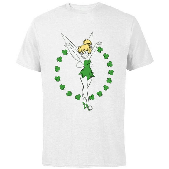Disney Tinker Bell Ring of Shamrocks St. Patrick's Day - Short Sleeve Cotton T-Shirt for Adults - Customized-White