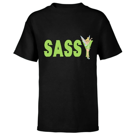 Disney Tinker Bell Sassy - Short Sleeve T-Shirt for Kids - Customized-Black