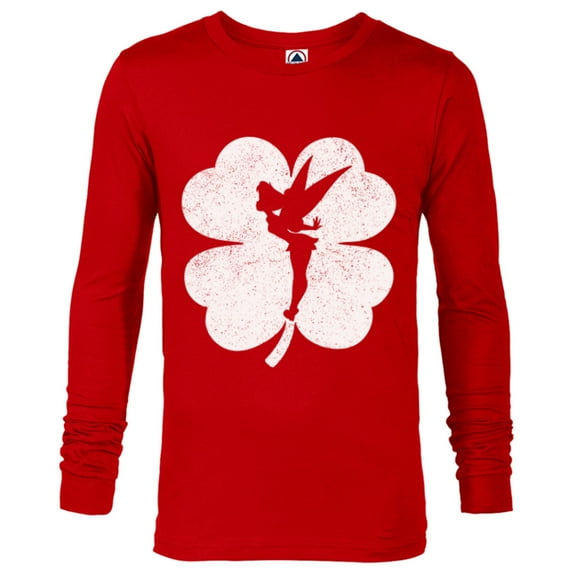 Disney Tinker Bell Shamrock Silhouette St. Patrick's Day - Long Sleeve T-Shirt for Men - Customized-New Red