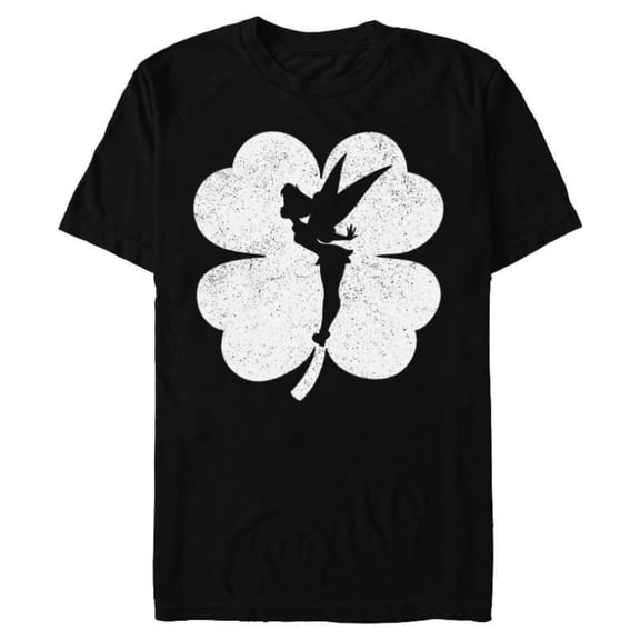 Disney Tinker Bell Shamrock Silhouette St. Patrick's Day - Short Sleeve Blended T-Shirt for Adults - Customized-Black