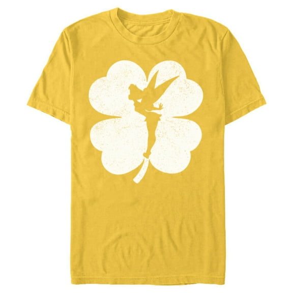 Disney Tinker Bell Shamrock Silhouette St. Patrick's Day - Short Sleeve Blended T-Shirt for Adults - Customized-Yellow