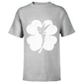 thumbnail image 1 of Disney Tinker Bell 4-Leaf Clover Silhouette St Patrick's Day - Short Sleeve T-Shirt for Kids - Customized-Athletic Heather, 1 of 5