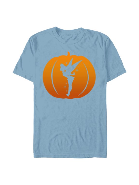 Tinker Bell Silhouette Halloween Pumpkin - Short Sleeve Blended T-Shirt for Adults - Customized-Ocean Blue