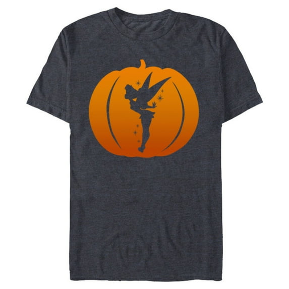 Disney Tinker Bell Silhouette Halloween Pumpkin - Short Sleeve Blended T-Shirt for Adults - Customized-Navy Heather
