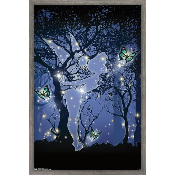 Disney Tinker Bell - Silhouette Wall Poster, 14.725" x 22.375", Framed