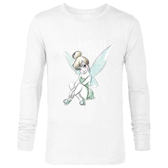 Disney Tinker Bell Sitting - Long Sleeve T-Shirt for Men -Customized-White