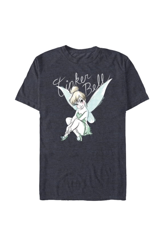 Tinker Bell Sitting - Short Sleeve Blended T-Shirt for Adults -Customized-Navy Heather