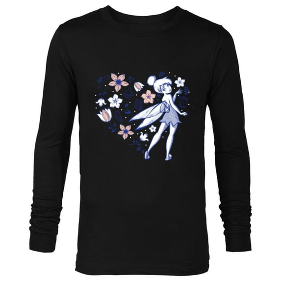 Disney Tinker Bell Storybook Heart Blue - Long Sleeve T-Shirt for Men - Customized-Black