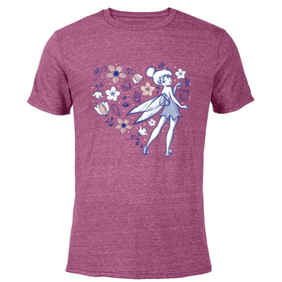 Disney Tinker Bell Storybook Heart Blue - Short Sleeve Blended T-Shirt for Adults - Customized-Purple