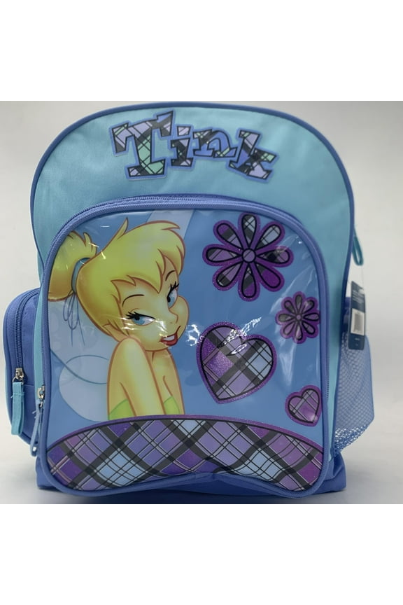 Disney Tinker Bell Toddler Size Backpack 12 Inches ( SMALL )with Side Zip Pocket and A Bonus Water Bottle