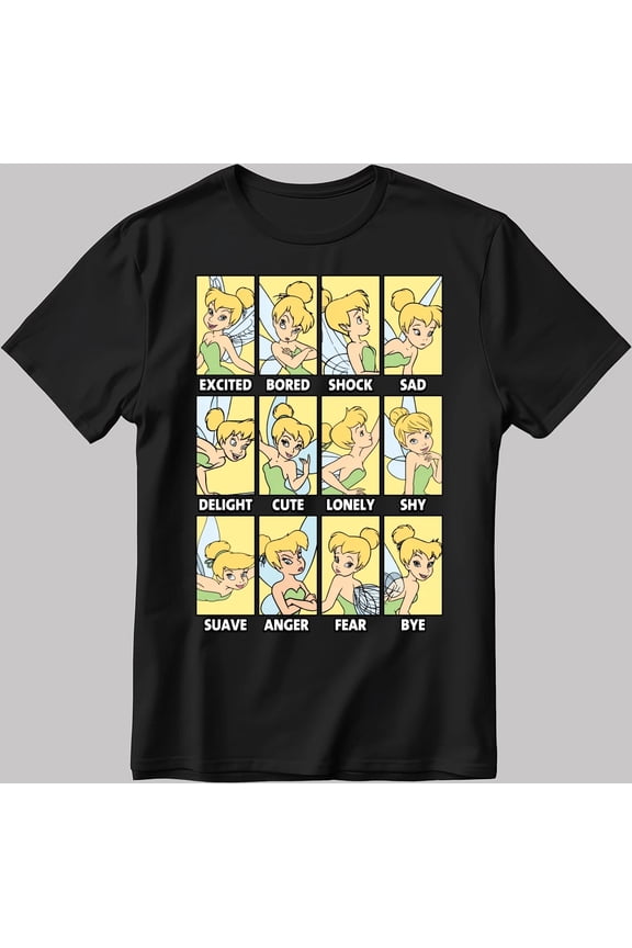 Disney Tinkerbell Fairy Moods Expressions Peter Pan Pixie Dust T-shirt