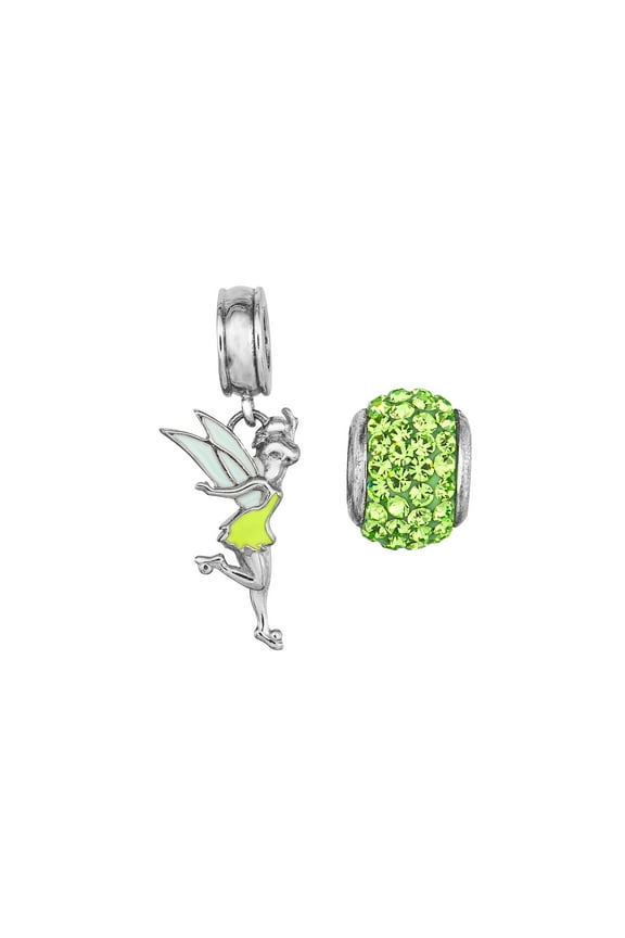 Tinkerbell Girls' Crystal Rhodium Plated Tinkerbell and Round Bead Set