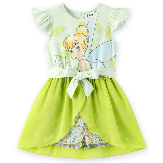 Disney Tinkerbell Girls Rompers Dresses Graphic Bow Green Easter Jumpsuits Tulle Skirt Dress Summer Outfits Gift Set Toddlers Kids 3-4T