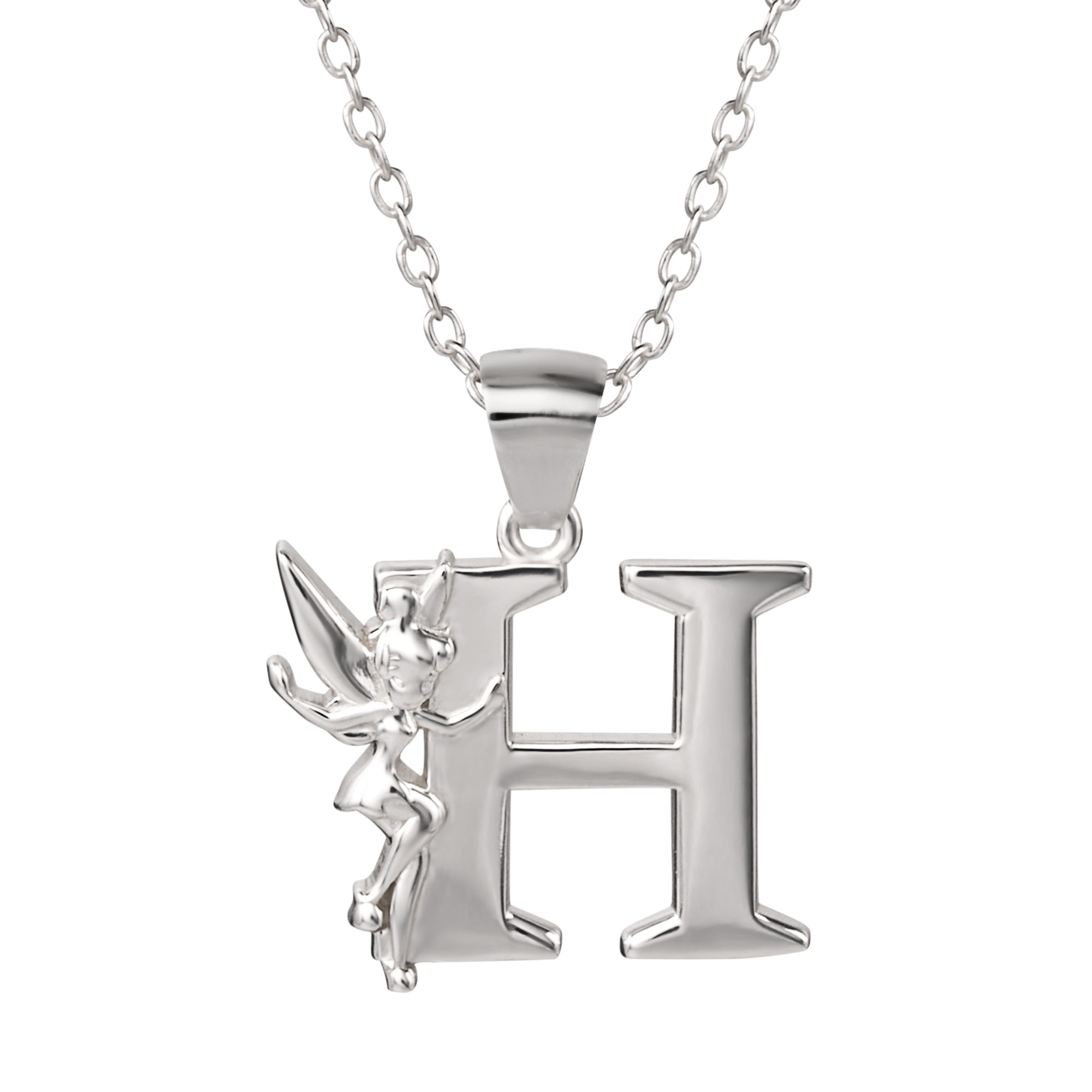 Disney Tinkerbell Women s Sterling Silver Initial Pendant 18