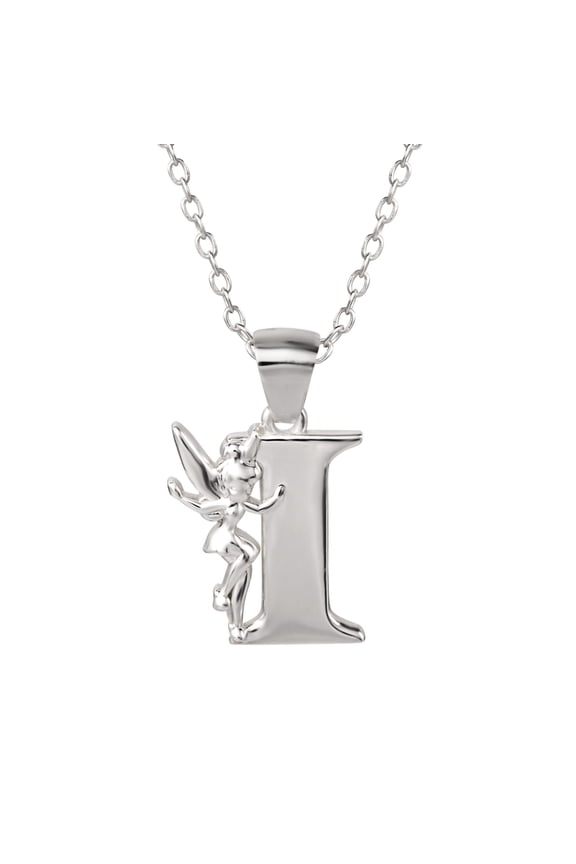 Tinkerbell Women's Sterling Silver Initial Pendant Necklace, 18" Chain
