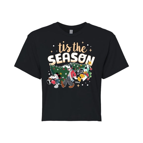 Disney - Tis The Season - Juniors Cropped Cotton Blend T-Shirt