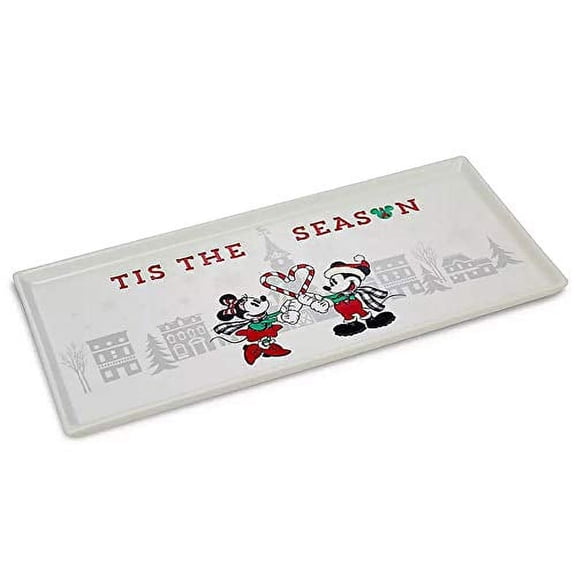 Disney Tis the Season Farmhouse Santa Mickey and Minnie Appetizer Tray