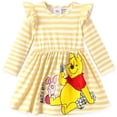 thumbnail image 1 of Disney Toddler Baby Girls Winnie the Pooh Piglet Yellow Stripe Ruffle Graphic Birthday Gifts Dress, 1 of 9