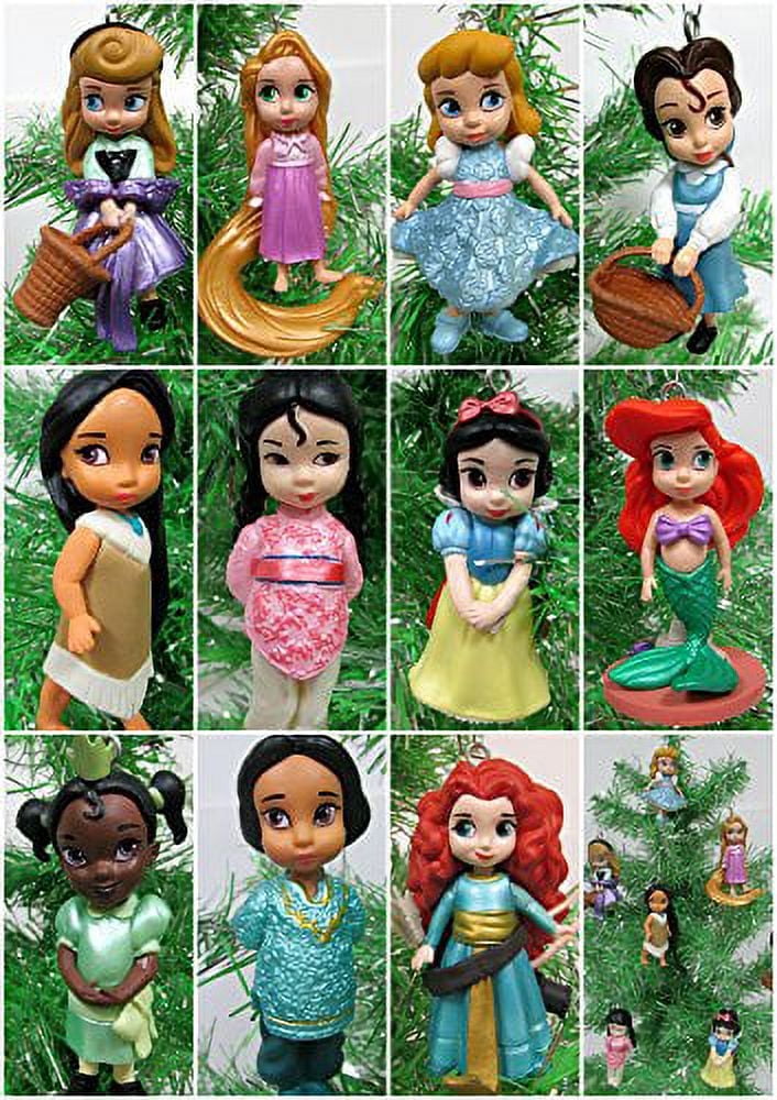 Disney Toddler Baby Princess Set of 11 Christmas Tree Ornaments with Merida, Ariel, Snow White, Rapunzel, Mulan, Jasmine, Cinderella