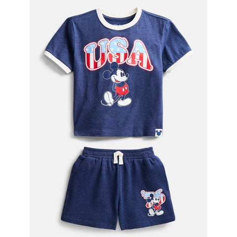 Disney Toddler Boys Mickey USA Graphic Tee and Shorts Set, 2-Piece, Sizes 12M-5T