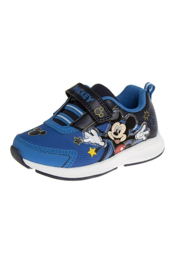 Toddler Boys Mickey Mouse Hook & Loop Sneakers with Two Red Lights