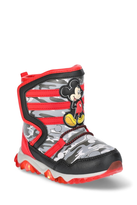 Disney Toddler Boys Mickey Mouse Light Up Snow Boots, Sizes 7-12