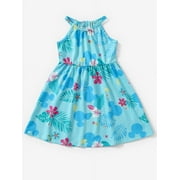 PatPat Disney Girls' Cloths Minnie Floral Graphic Halter Tank Dress Blue, 4-5 Years