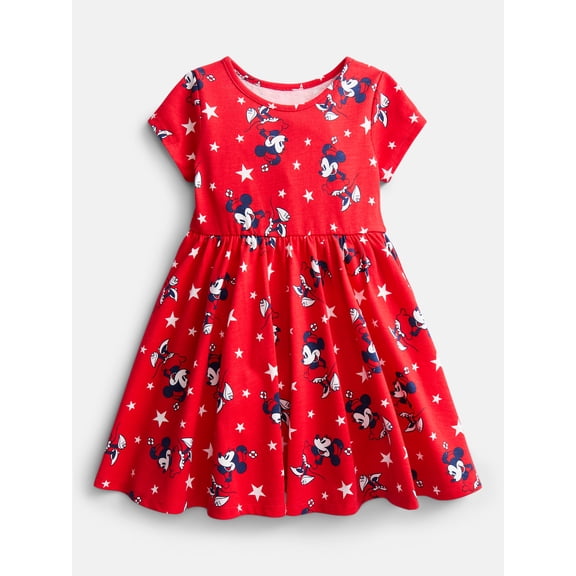 Disney Toddler Girls Starry Minnie Dress with Short Sleeves, Sizes 12M-5T